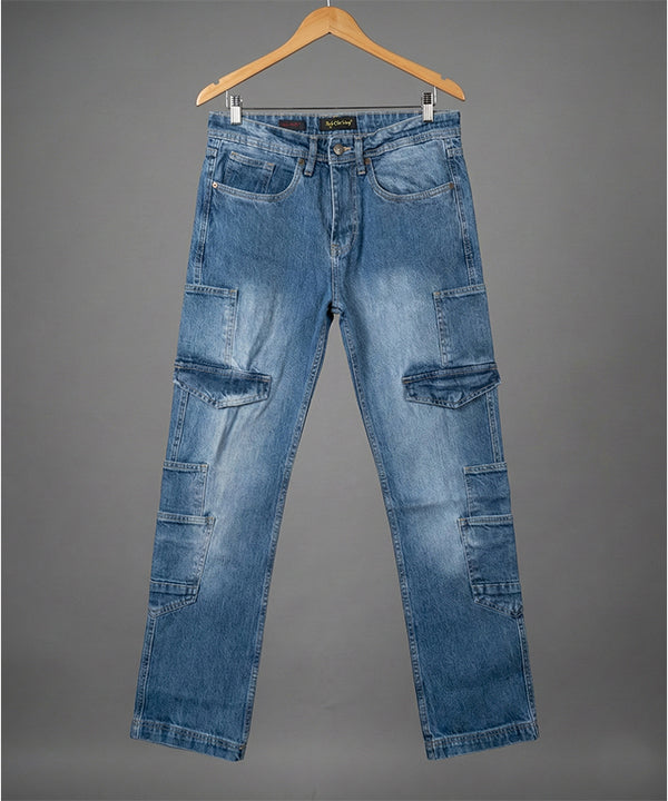 Men's Smart Baggy Denim - 10 pocket Blue Jp-2088