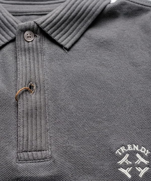 Premium Ribbed Collar Polo T-Shirt Grey TSH-7162