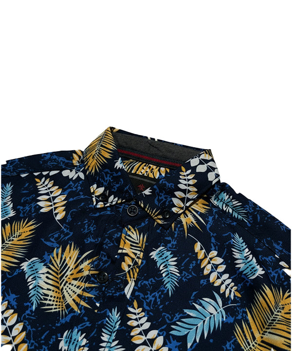 Men's Casual Printed Shirt - Blue Floral Shc-1076