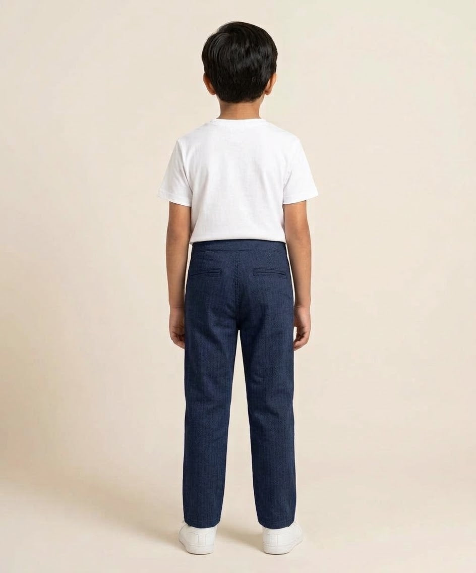 Kids Cotton Texture-Navy Chino Pant - Bcp-0052