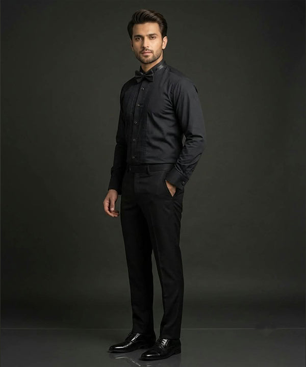 Men’s Tuxedo Black Dress Shirt - DSH-0150