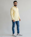 Men's Over Size Casual Shirt - Texture Yellow Shc-1938 ORG