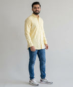 Men's Over Size Casual Shirt - Texture Yellow Shc-1938 ORG