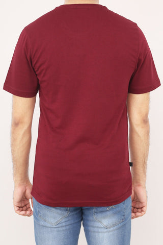 Crew Neck Basic Printed Tee Tsh-5249 Maroon