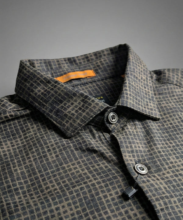 Men's Casual Shirt - Texture Black Shc-1971 Strech Fabric (ORG)