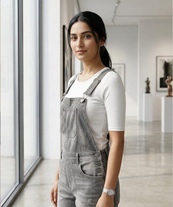HR Clothing Women's Denim Rompers – Grey - DG-0001