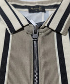 MEN'S T-SHIRT COLLAR BEIGE STRIPE Old Money TSH-7161