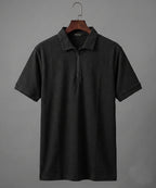 Men's T-Shirt Collar Black Zip Style Tsh-7026