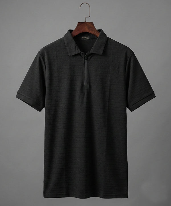 Men's T-Shirt Collar Black Zip Style Tsh-7026