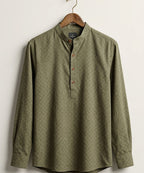 Men's Over Size Casual Shirt - Texture Green Shc-1391 ORG