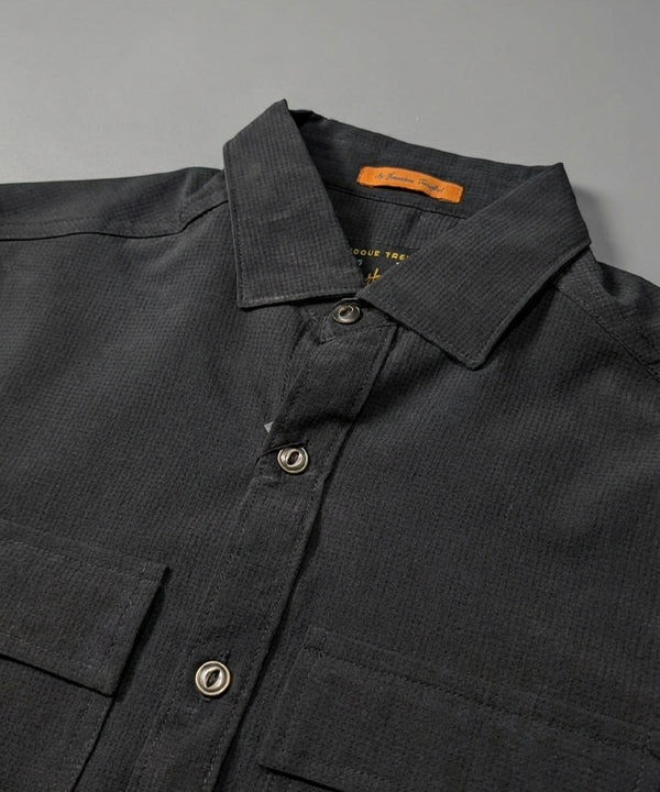 Men's Casual Shirt - Texture Black Shc-1970 Strech Fabric(ORG)