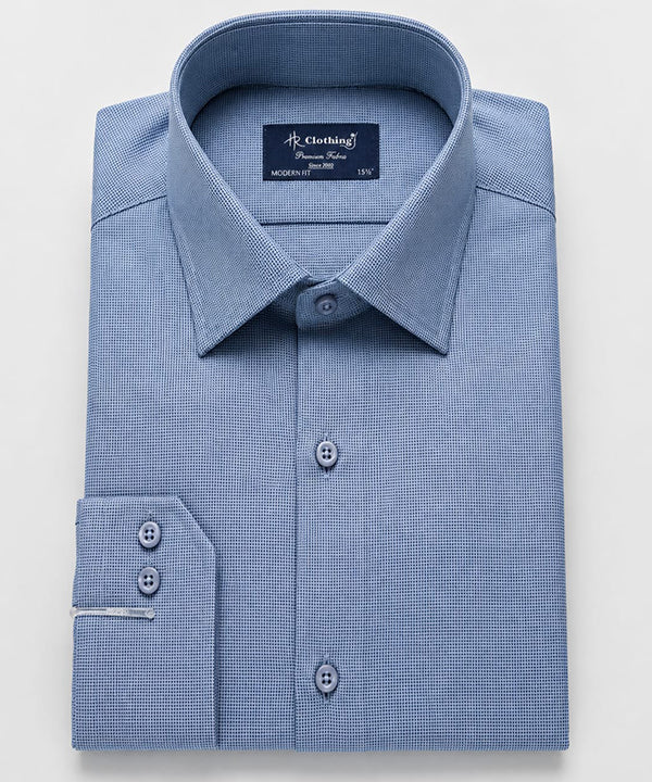 Men's Dress Shirt - Texture Blue Dsh-0295