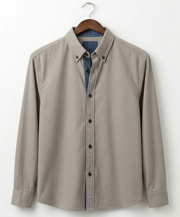 Men's Casual Shirt - L Grey Stripe Shc-1619 ORG