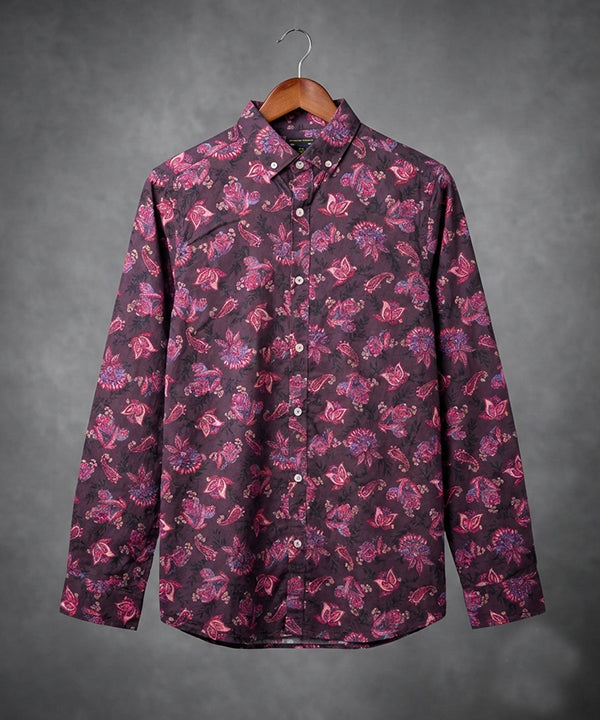 Men's Casual Shirt - Shc-0815 Maroon Floral