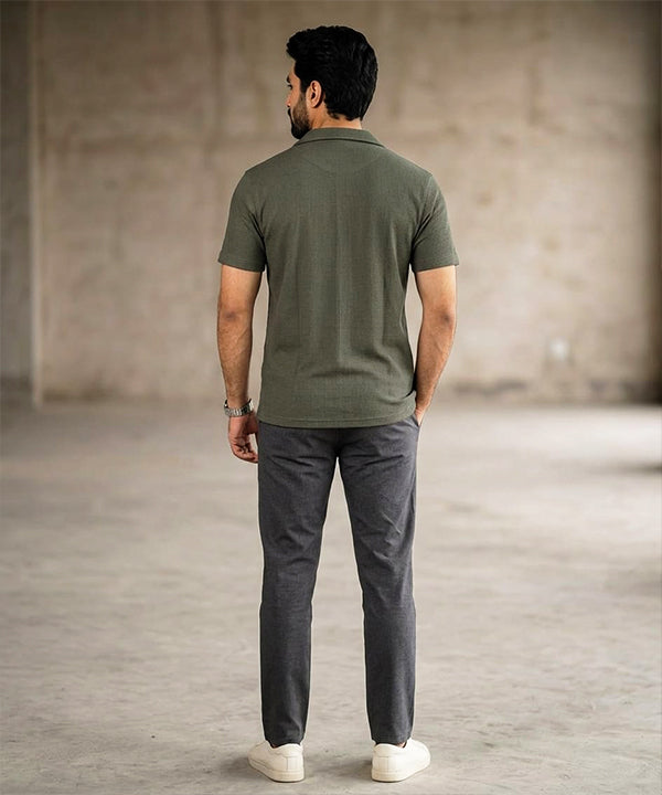 Men's Thermal Half sleves Shirt -D-Green Shc-3086