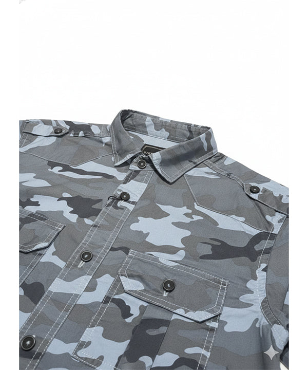 Men's Casual Comouflage Shirt - Army Grey SHC-1466