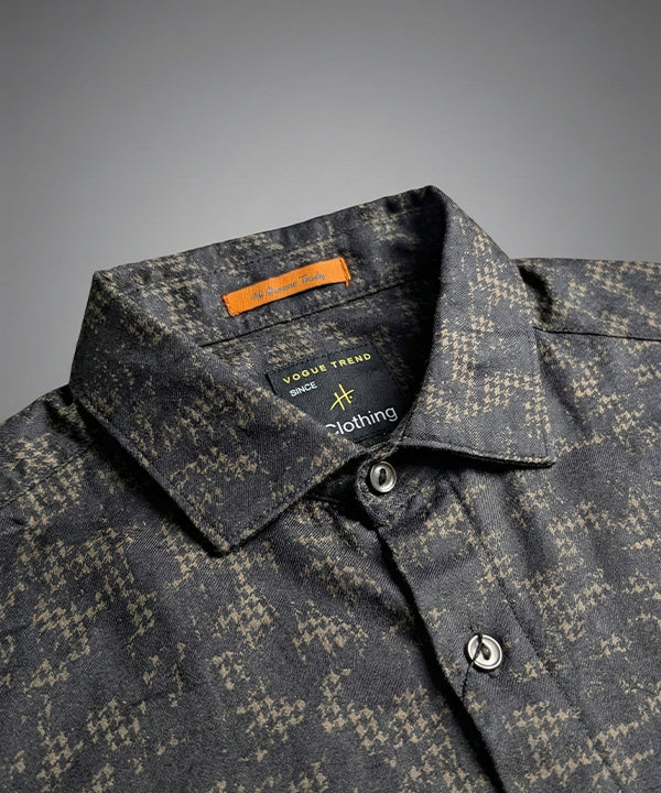Men's Casual Shirt - Texture Black Shc-1972 Strech Fabric (ORG)