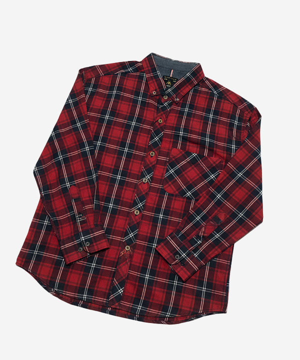 Men's Casual Checkered Shirt - Red Chk Shc-1114