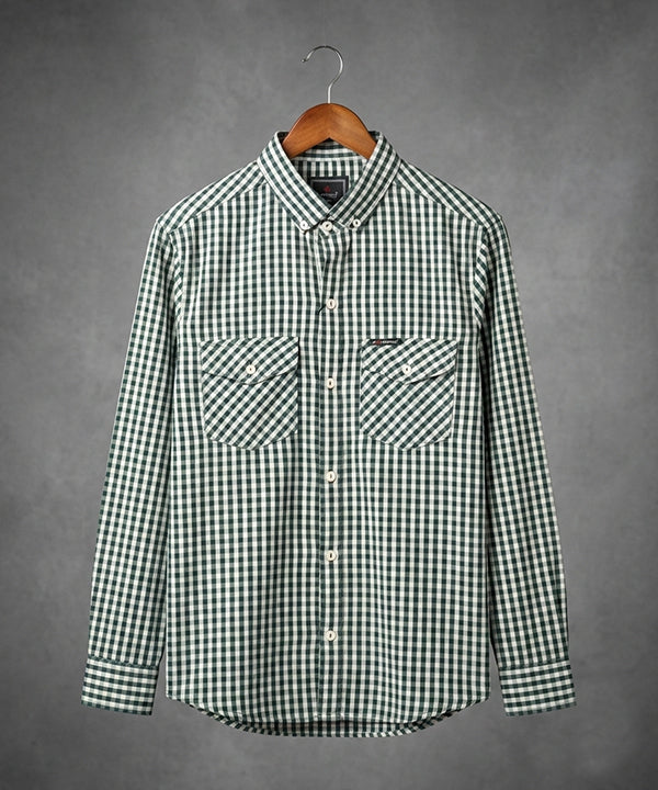 Men's Casual Shirt - Shc-1545 Green/Chk