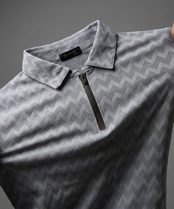 Men's T-Shirt Collar Grey Zip Style Tsh-7022