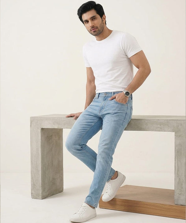 Men's Denim Straight Fit Jeans - Sky-Blue - JP-2262