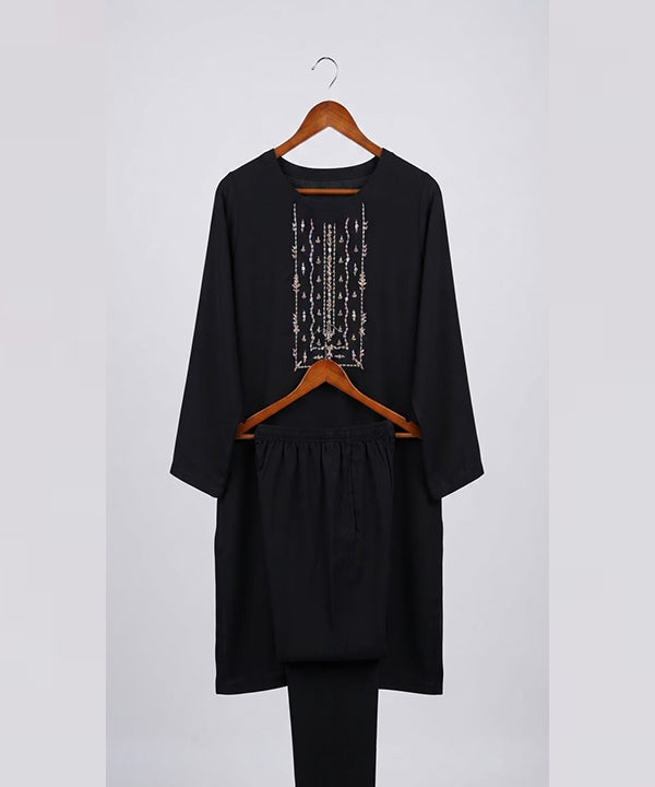 Women's Eastern Black Embroidered 2-Piece Suit 0006