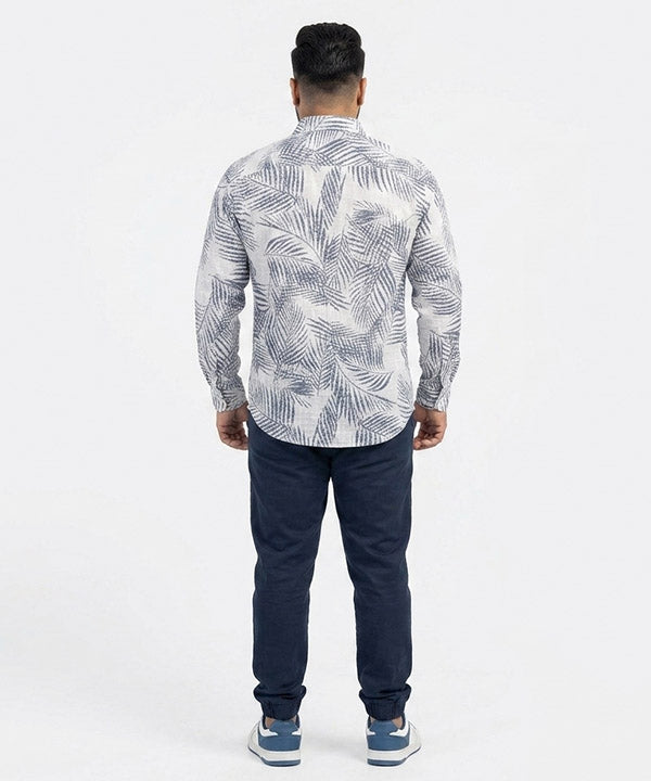 Men's Over Size Casual Shirt - Printed White Shc-1978 ORG