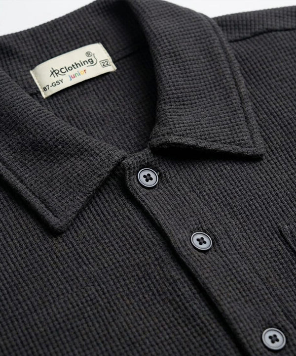 HR clothing Kids Half Sleeves Shirt - Black BSH-0116