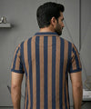 MEN'S T-SHIRT COLLAR NAVY STRIPE TSH-7160