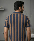 MEN'S T-SHIRT COLLAR NAVY STRIPE Old Money TSH-7160