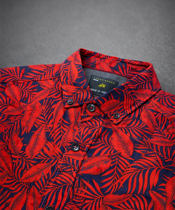 Men's Casual Shirt - Shc-1077 Red Floral