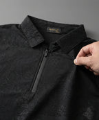 Men's T-Shirt Collar Black Zip Style Tsh-7024
