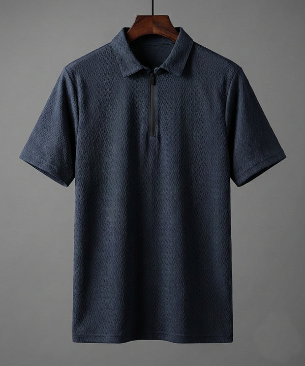 Men's T-Shirt Collar Navy Zip Style Tsh-7021