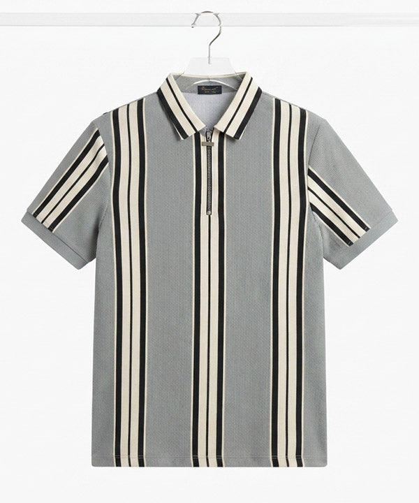 MEN'S T-SHIRT COLLAR GREY STRIPE Old Money TSH-7161