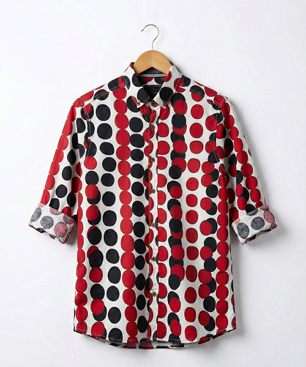 Men's Casual Shirt - Shc-1227 White Red
