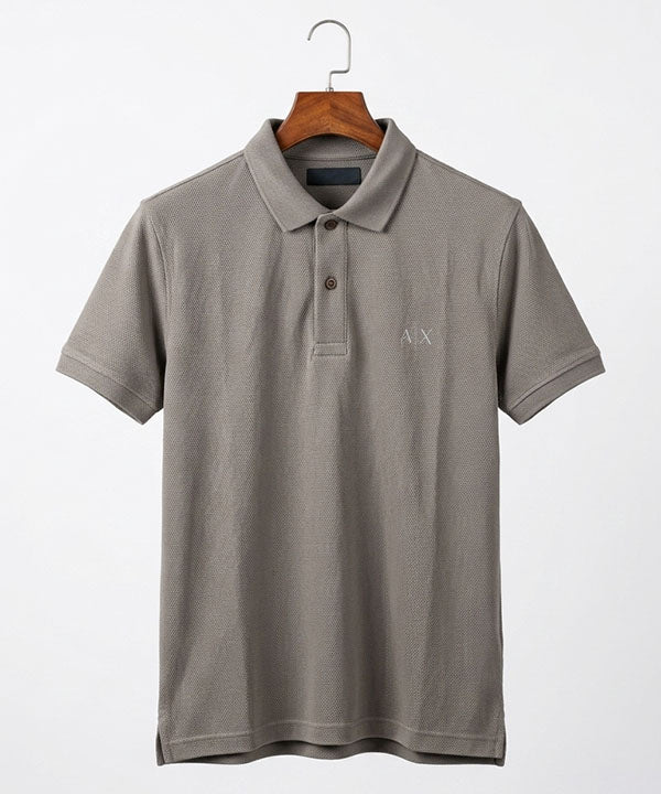 A|X Logo Self-Textured Polo T-Shirt TSH-7163 Grey