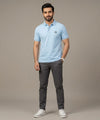 Premium Ribbed Collar Polo T-Shirt Sky TSH-7162
