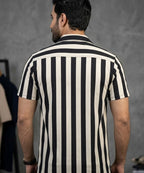 Men's Casual Shirt Half Sleeves - SHC-3069 Black Stripe ( ORG )