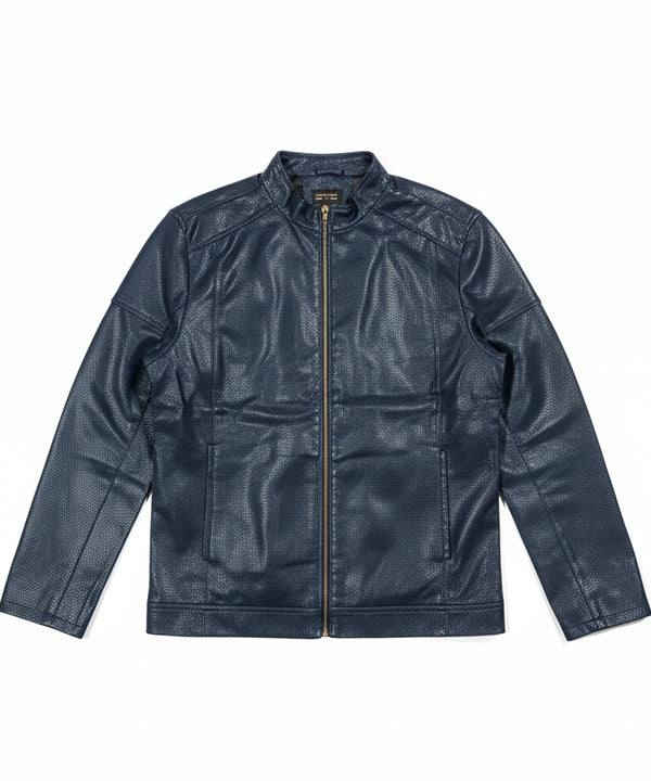 Men's Leather Jacket - Blue Jk-0314