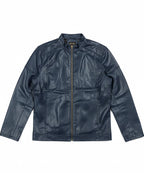 Men's Leather Jacket - Blue Jk-0314