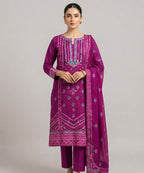 Women's Eastern Deep Pink Embroidered 3-piece 0004