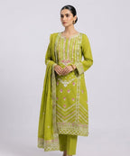 Women's Eastern Lime Green Embroidered 3-piece 0004