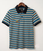 MEN'S T-SHIRT COLLAR BEIGE STRIPE BASIC TSH-5916