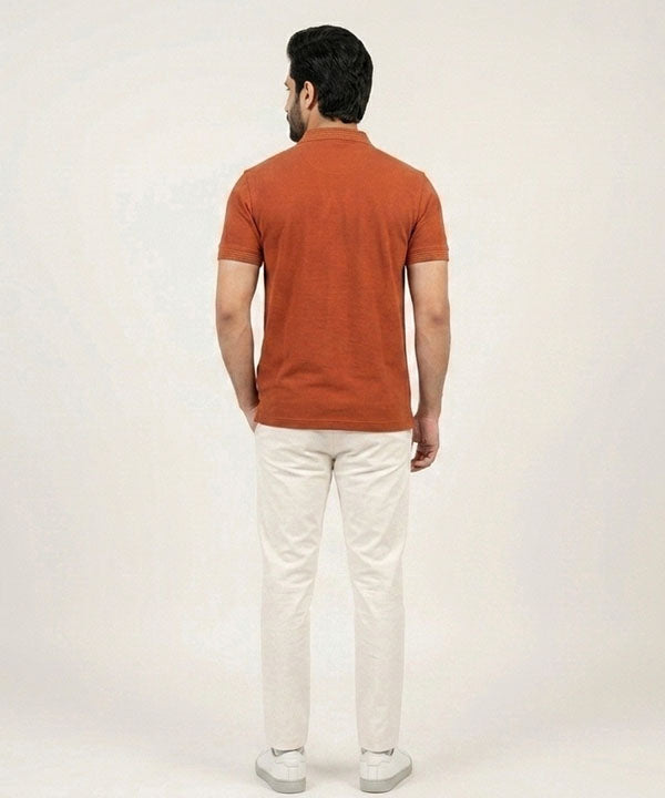 Premium Ribbed Collar Polo T-Shirt Rust TSH-7162