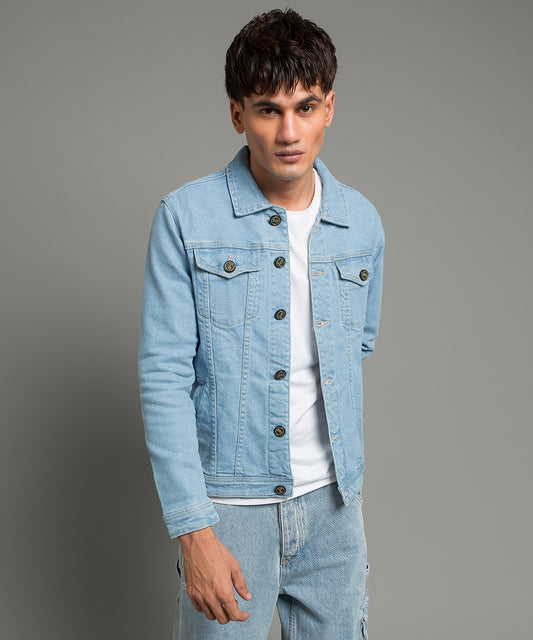 HR Clothing Men's Denim Jacket - Ice Blue