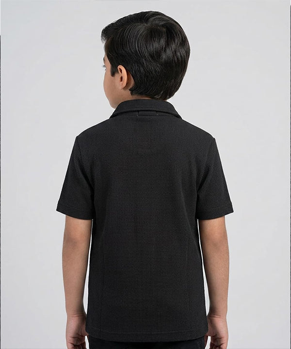 HR clothing Kids Half Sleeves Shirt - Black BSH-0116