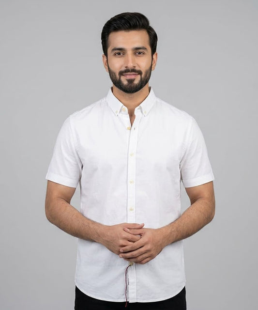 Men's Casual White Half Sleves Shc-1846