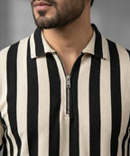 MEN'S T-SHIRT COLLAR BLACK STRIPE Old Money TSH-7160