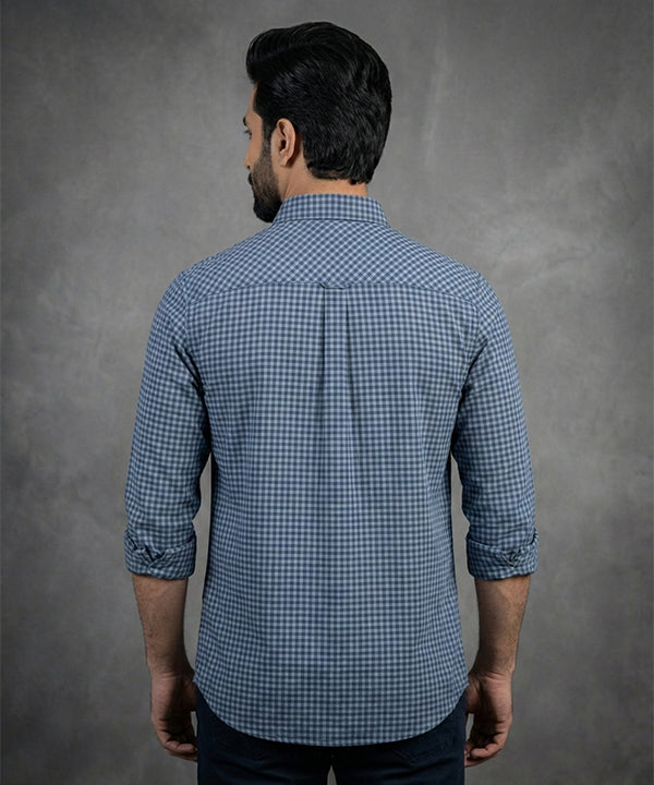 Men's Casual Shirt - Shc-1579 Blue Chk