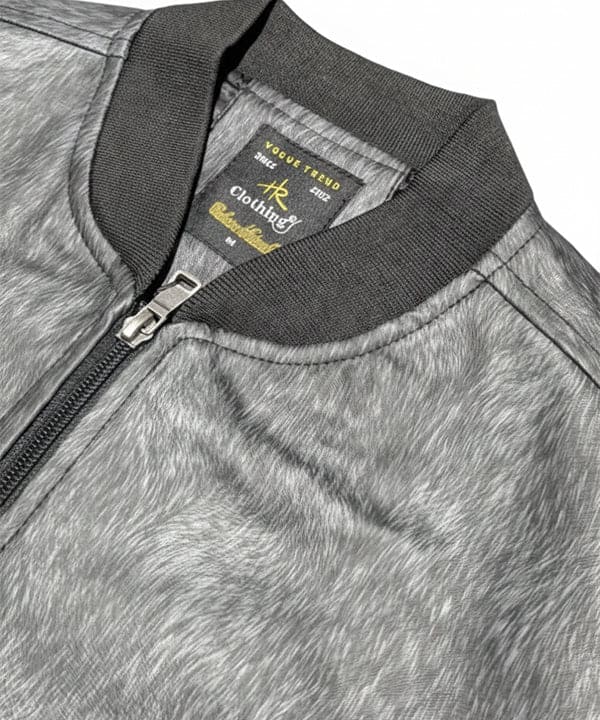 Men's Leather Jacket - Printed Grey JK-0438